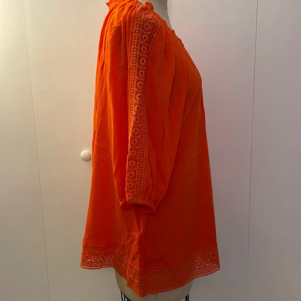 Westport orange 3/4 sleeve blouse with embroidered detail - Picture 5 of 8